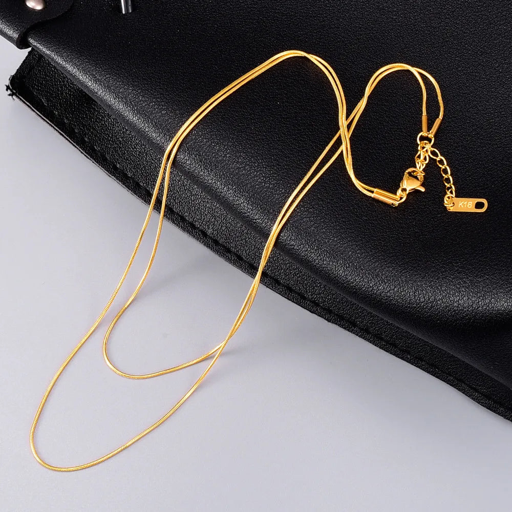 Wholesale Jewelry Simple Style Solid Color 304 Stainless Steel Titanium Steel 18K Gold Plated Pendant Necklace