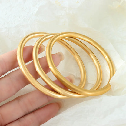 Simple Style Solid Color Titanium Steel Plating 18k Gold Plated Bangle