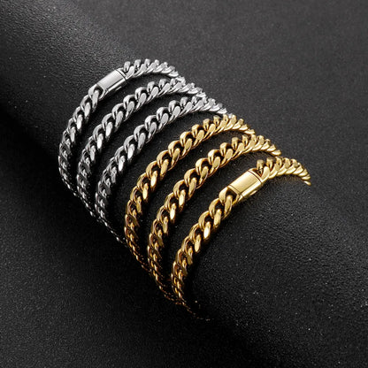 Simple Style Solid Color Titanium Steel Plating 18k Gold Plated Bracelets Necklace