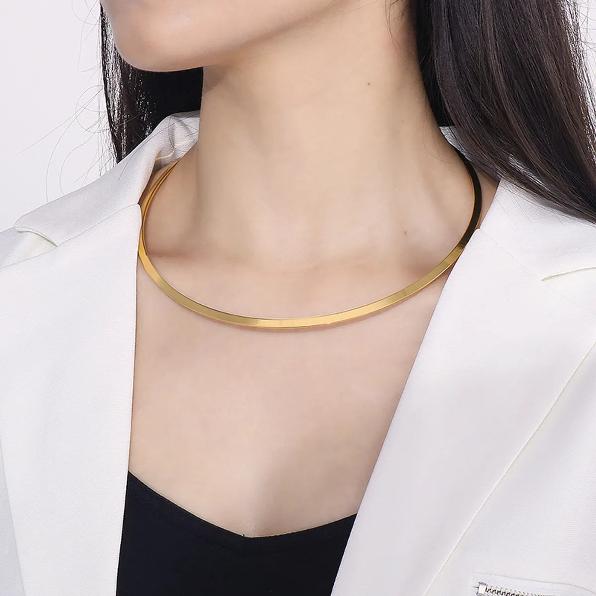 Simple Style Solid Color Titanium Steel Plating 18k Gold Plated Choker