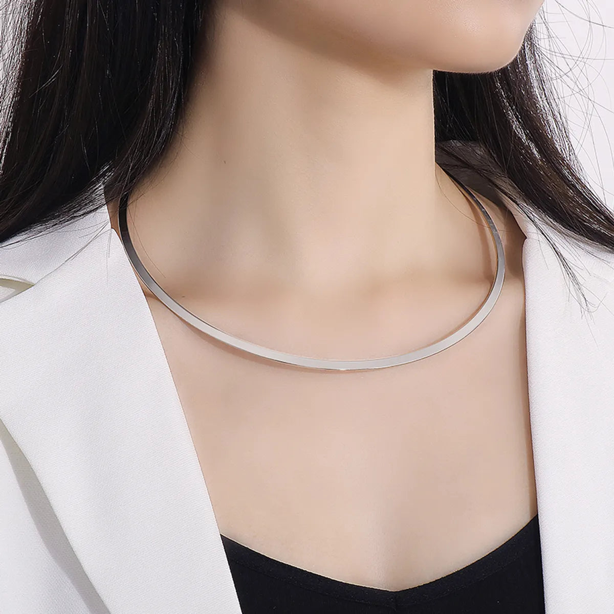 Simple Style Solid Color Titanium Steel Plating 18k Gold Plated Choker