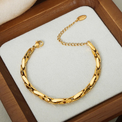 Wholesale Jewelry Simple Style Solid Color Titanium Steel 18K Gold Plated Plating Jewelry Set