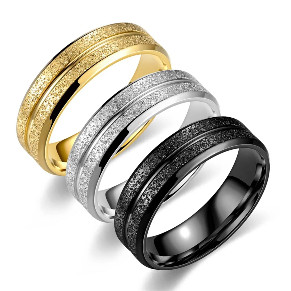 Simple Style Solid Color Titanium Steel Plating 18k Gold Plated Men's Rings