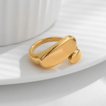 Simple Style Solid Color Titanium Steel Plating 18k Gold Plated Open Rings