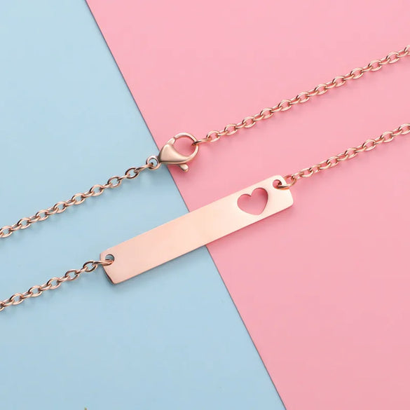 Wholesale Jewelry Simple Style Customization Laser Engraving Solid Color Titanium Steel 18K Gold Plated Plating Pendant Necklace