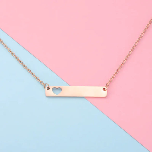 Wholesale Jewelry Simple Style Customization Laser Engraving Solid Color Titanium Steel 18K Gold Plated Plating Pendant Necklace