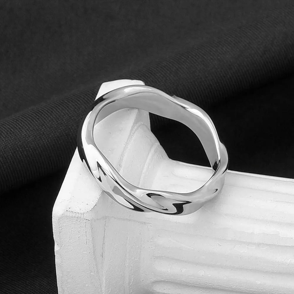 304 Stainless Steel Simple Style Plating Solid Color Rings