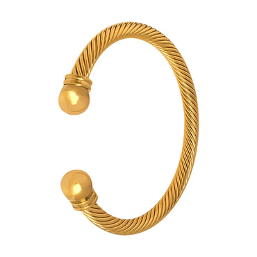 Simple Style Solid Color Titanium Steel Plating 18k Gold Plated Twisted Cable Bracele