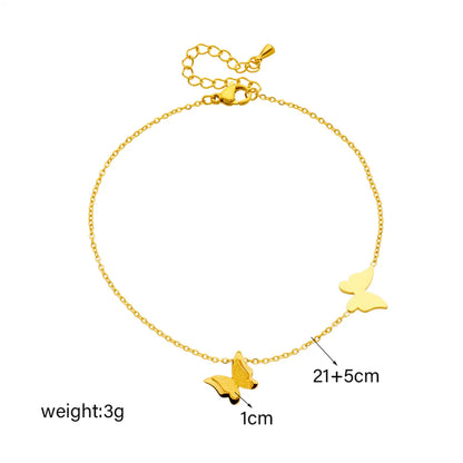 Simple Style Solid Color Titanium Steel Plating 18k Gold Plated Women's Anklet