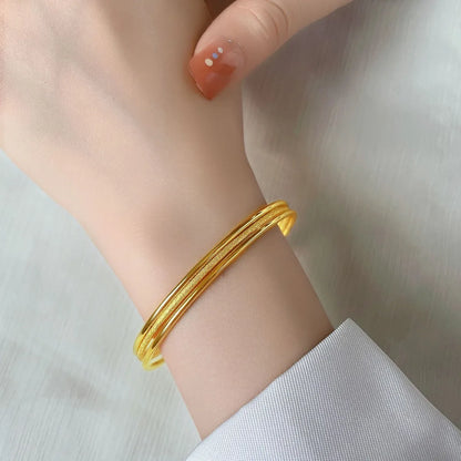 Simple Style Solid Color Titanium Steel Plating Bangle