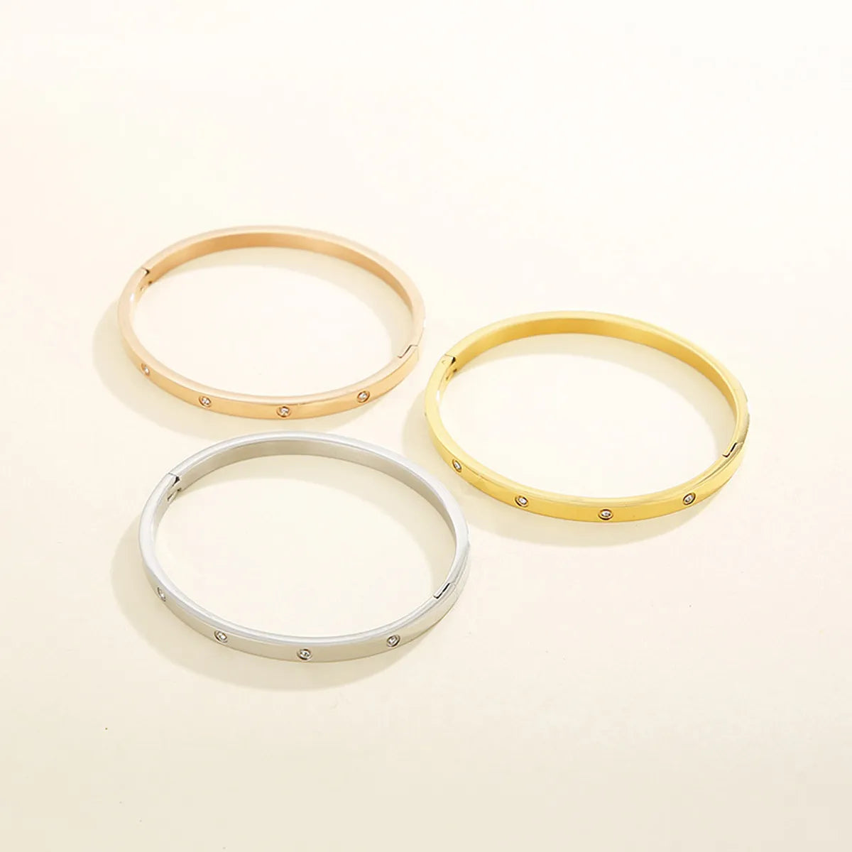 Simple Style Solid Color Titanium Steel Plating Bangle