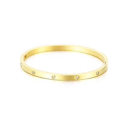 Simple Style Solid Color Titanium Steel Plating Bangle