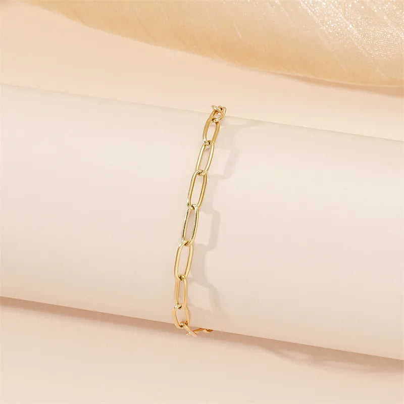 Simple Style Solid Color Titanium Steel 18K Gold Plated Bracelets In Bulk