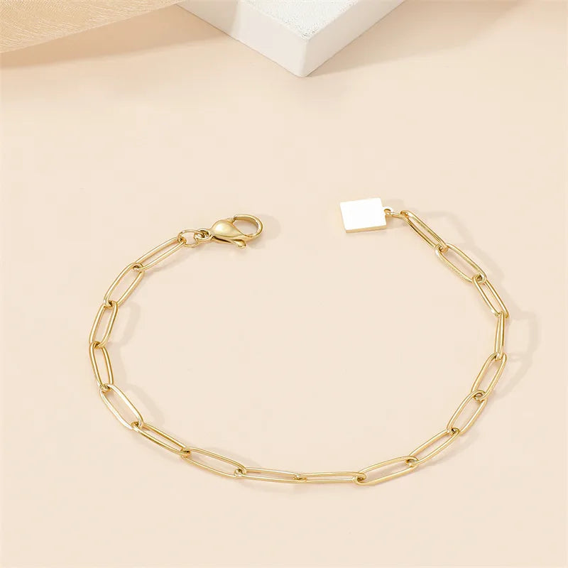 Simple Style Solid Color Titanium Steel 18K Gold Plated Bracelets In Bulk