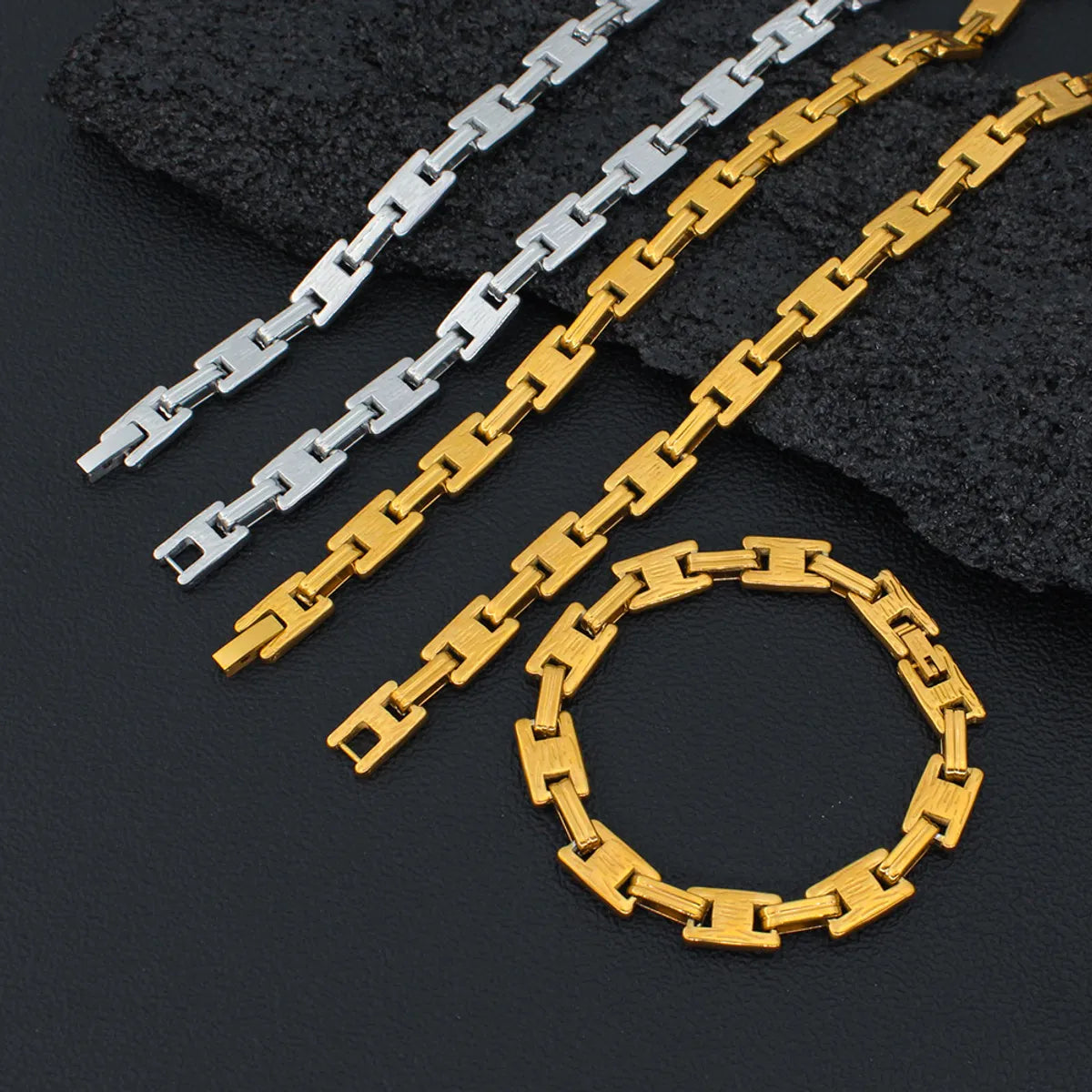 Simple Style Solid Color Titanium Steel Plating Bracelets Necklace