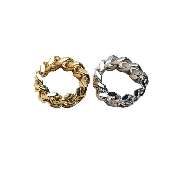 Simple Style Solid Color Titanium Steel Plating Chain Gold Plated Rings