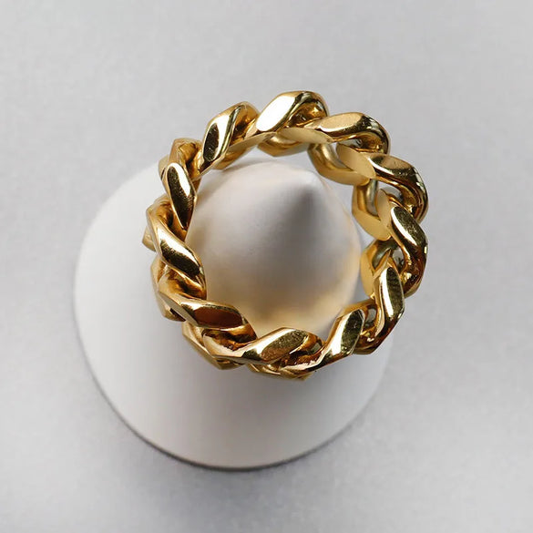 Simple Style Solid Color Titanium Steel Plating Chain Gold Plated Rings