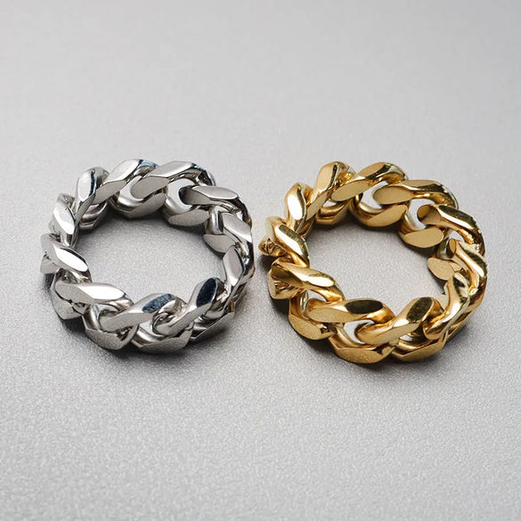 Simple Style Solid Color Titanium Steel Plating Chain Gold Plated Rings