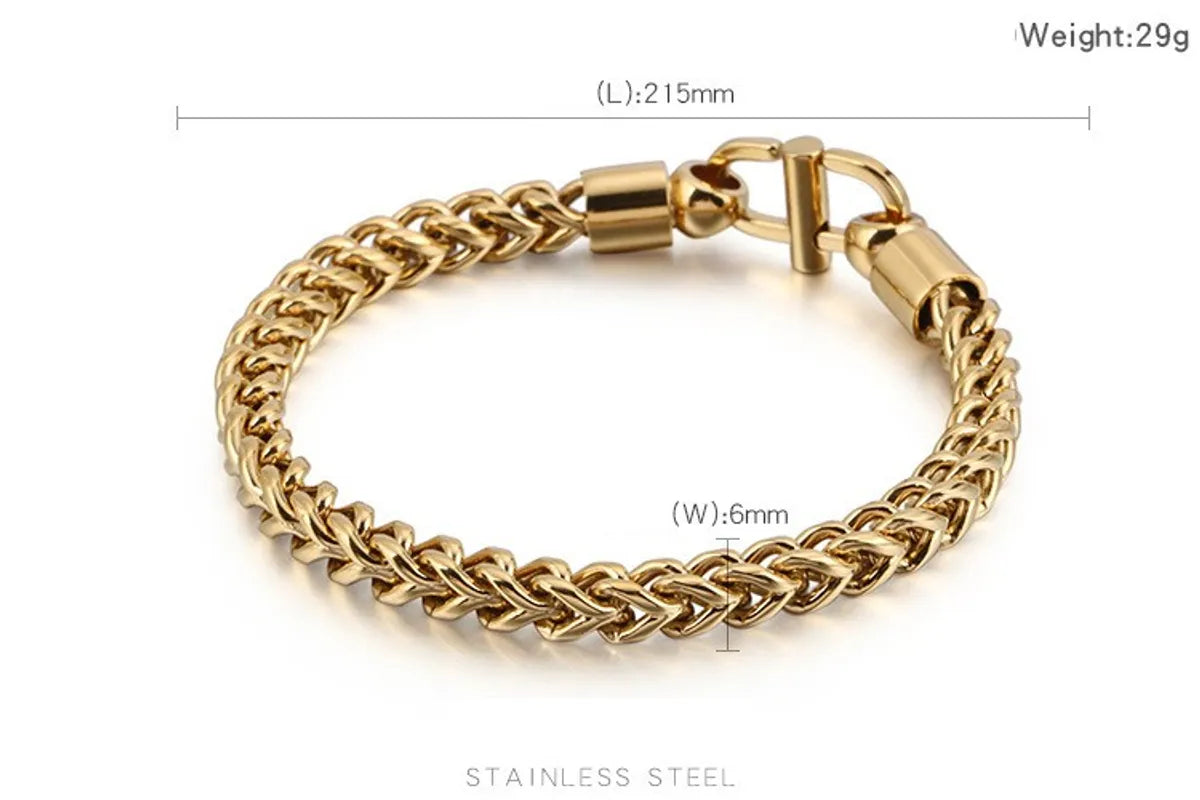 Simple Style Solid Color Titanium Steel Plating Chain 18K Gold Plated Men'S Bracelets