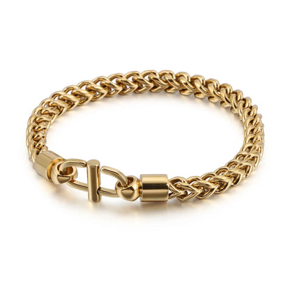 Simple Style Solid Color Titanium Steel Plating Chain 18K Gold Plated Men'S Bracelets