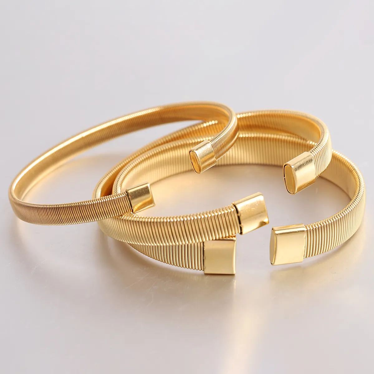 Simple Style Solid Color Titanium Steel Plating Cuff Bracelets