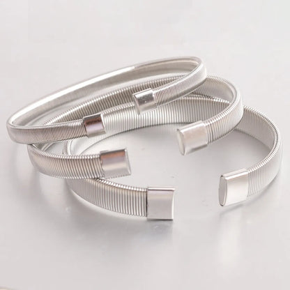 Simple Style Solid Color Titanium Steel Plating Cuff Bracelets