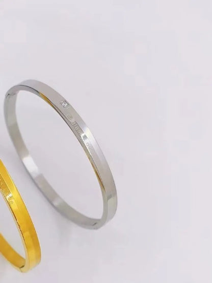 Simple Style Solid Color Titanium Steel Plating Gold Plated Bangle