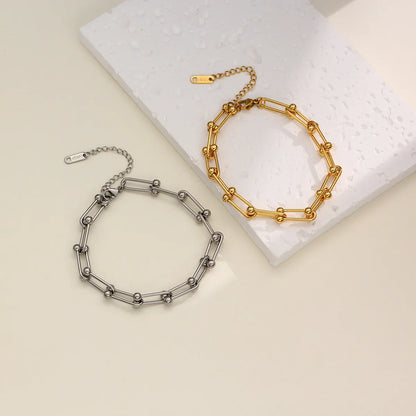 Simple Style Solid Color Titanium Steel Plating Gold Plated Bracelets