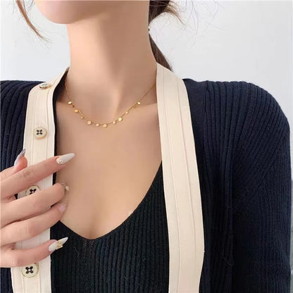 Simple Style Solid Color Titanium Steel Plating Gold Plated Necklace