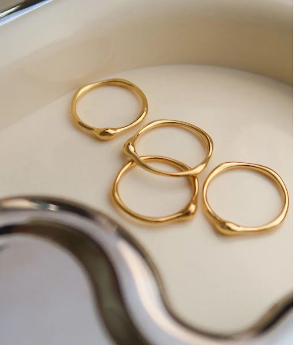 Wholesale Jewelry Simple Style Solid Color 304 Stainless Steel Titanium Steel 18K Gold Plated Plating Open Rings