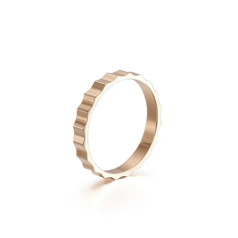 Wholesale Jewelry Simple Style Solid Color Titanium Steel 18K Gold Plated Plating Rings