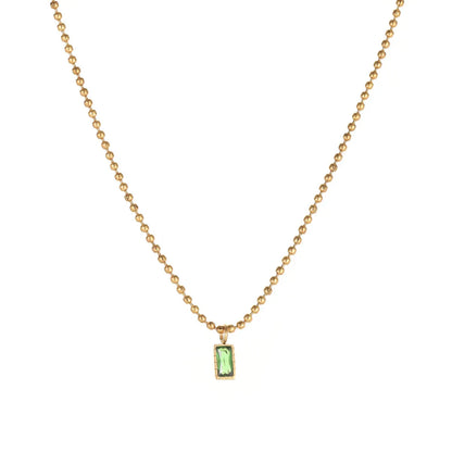 Simple Style Solid Color Titanium Steel Plating Inlay Zircon Gold Plated Pendant Necklace