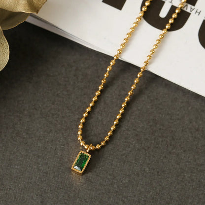 Simple Style Solid Color Titanium Steel Plating Inlay Zircon Gold Plated Pendant Necklace