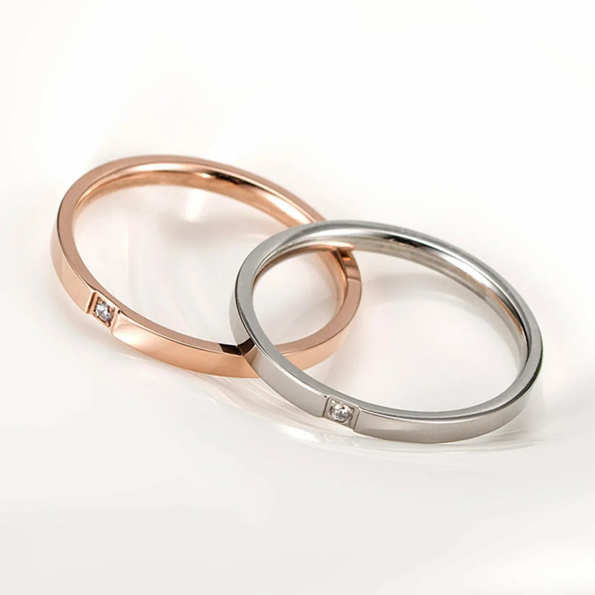 Simple Style Solid Color Titanium Steel Plating Rings 1 Piece