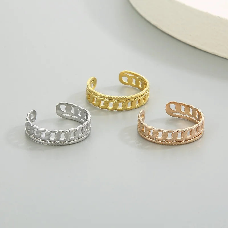 Wholesale Jewelry Simple Style Solid Color Titanium Steel 18K Gold Plated Polishing Open Rings