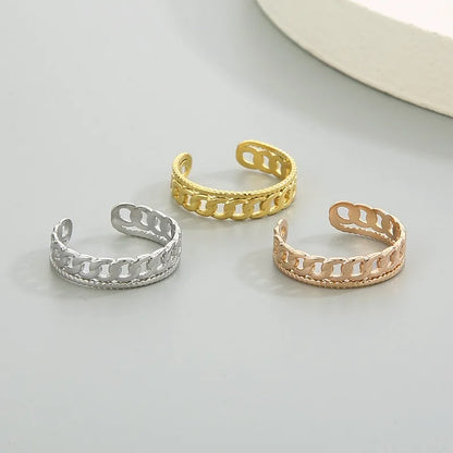 Wholesale Jewelry Simple Style Solid Color Titanium Steel 18K Gold Plated Polishing Open Rings