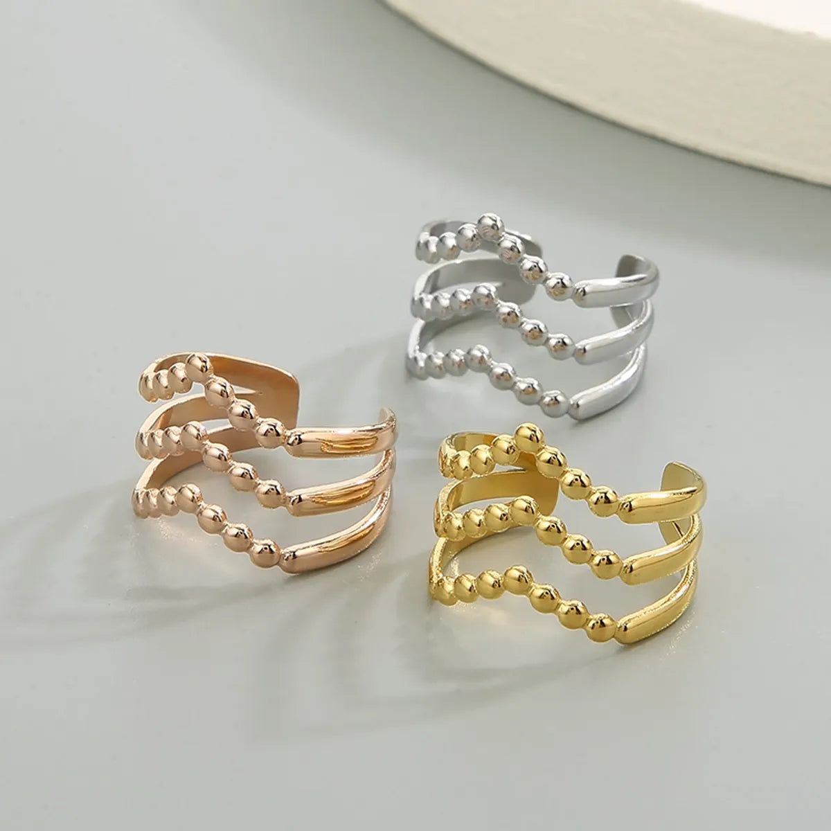 Wholesale Jewelry Simple Style Solid Color Titanium Steel 18K Gold Plated Polishing Open Rings