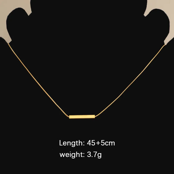 Wholesale Jewelry Simple Style Customization Laser Engraving Solid Color Titanium Steel 18K Gold Plated Polishing Plating Necklace
