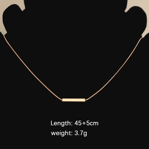 Wholesale Jewelry Simple Style Customization Laser Engraving Solid Color Titanium Steel 18K Gold Plated Polishing Plating Necklace