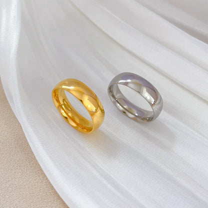 Simple Style Solid Color Titanium Steel Polishing Rings