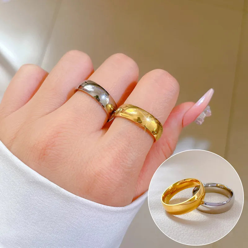 Simple Style Solid Color Titanium Steel Polishing Rings