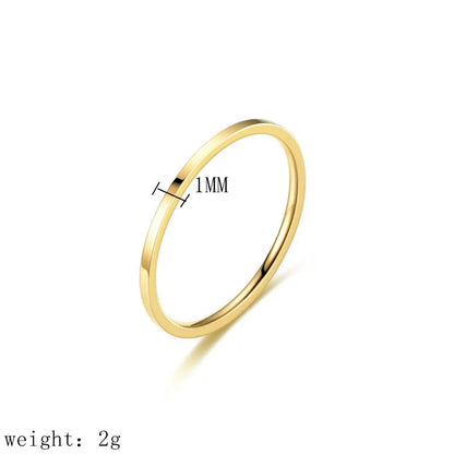 Wholesale Jewelry Simple Style Solid Color Titanium Steel 18K Gold Plated Polishing Rings