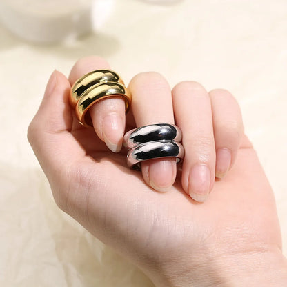 Simple Style Solid Color Titanium Steel Rings