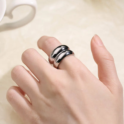 Simple Style Solid Color Titanium Steel Rings