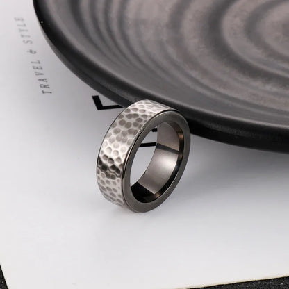 Simple Style Solid Color Titanium Steel Stoving Varnish Men'S Rings