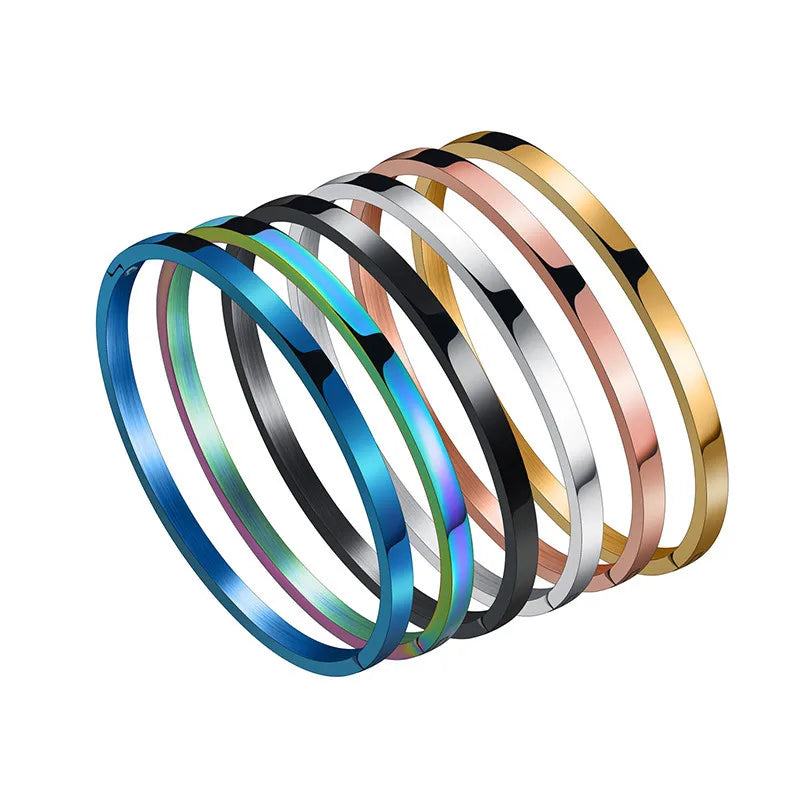 Simple Style Solid Color Titanium Steel Unisex Bangle