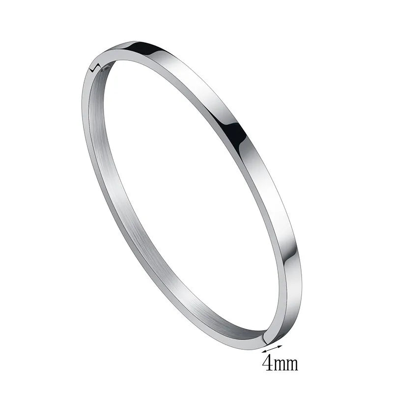 Simple Style Solid Color Titanium Steel Unisex Bangle