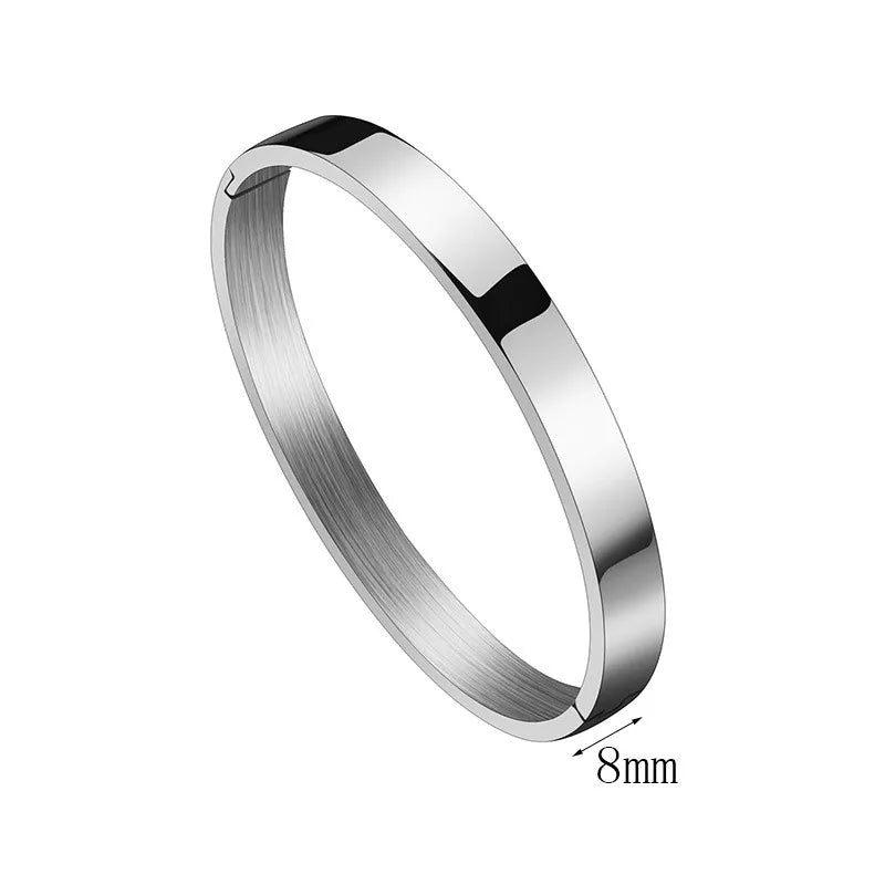 Simple Style Solid Color Titanium Steel Unisex Bangle