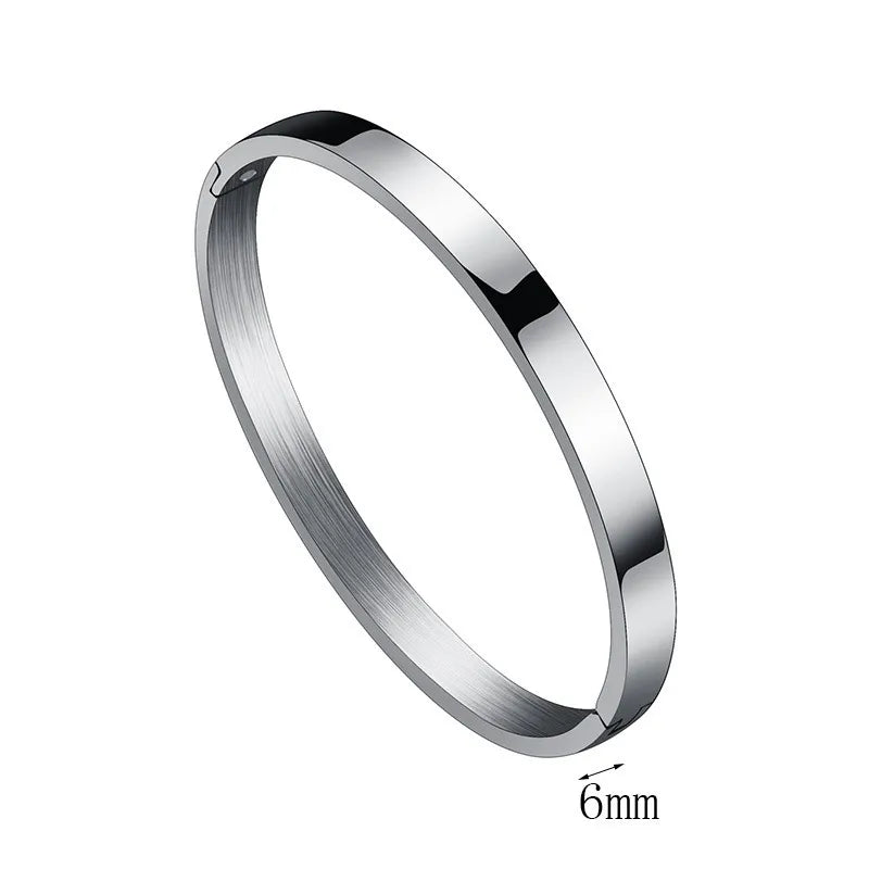 Simple Style Solid Color Titanium Steel Unisex Bangle