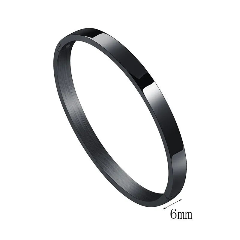 Simple Style Solid Color Titanium Steel Unisex Bangle